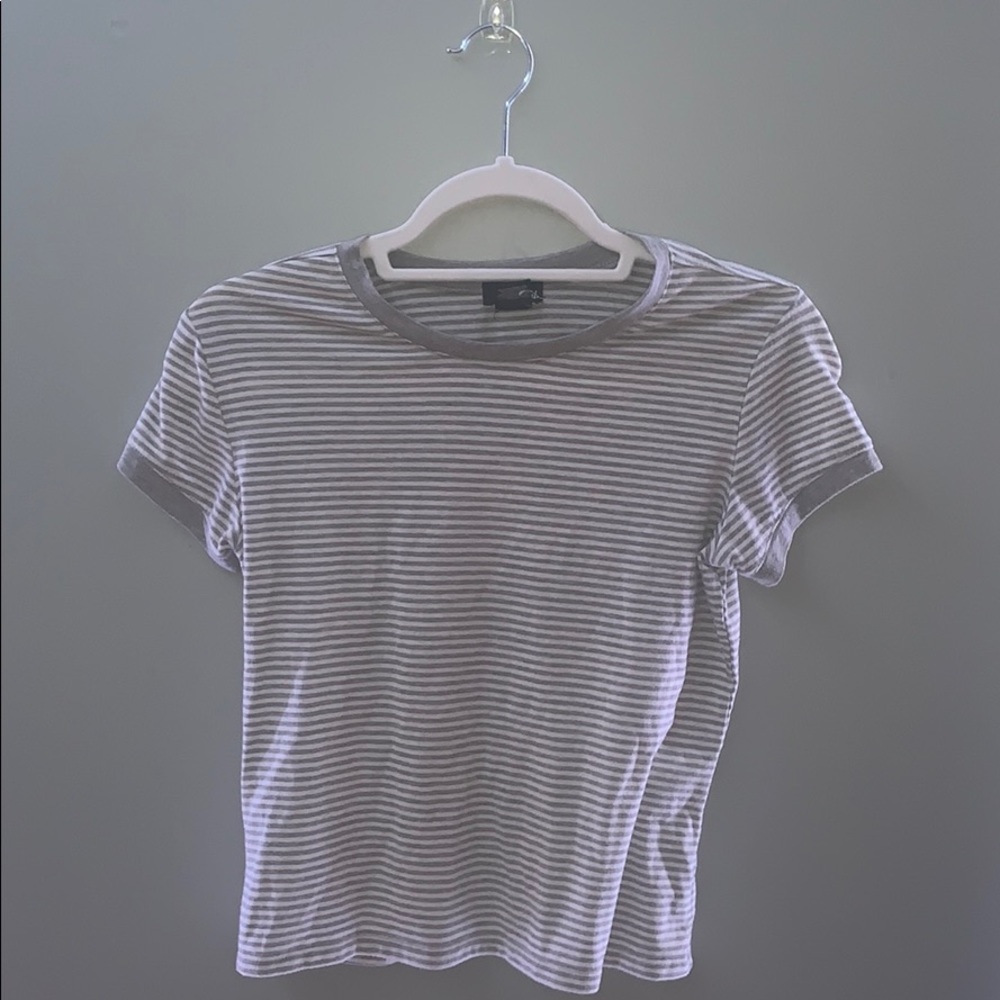 White and gray short sleeve